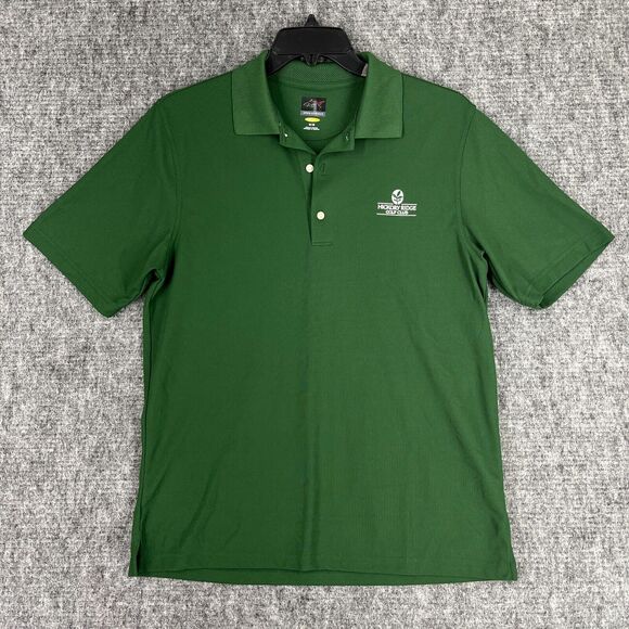 GREG NORMAN POLO SHIRT MENS MEDIUM GREEN PLAY-DRY COLLAR HICKORY RIDGE GOLF CLUB - Picture 1 of 12